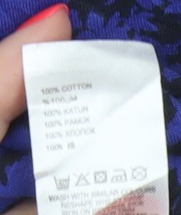 Debenhams Womens Blue Floral 3/4 Sleeve Tunic Top Size 18 Cotton