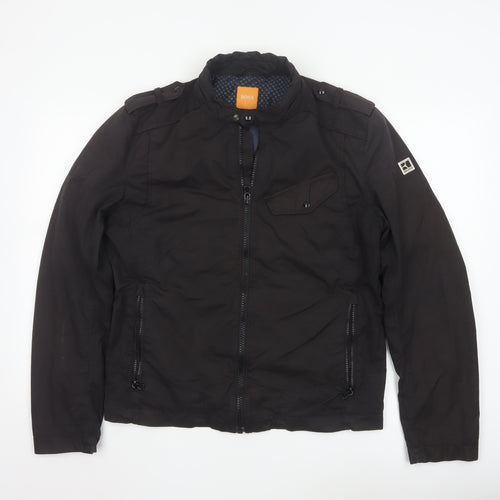 BOSS Orange Men’s Black Biker Jacket Size 50 Regular Fit