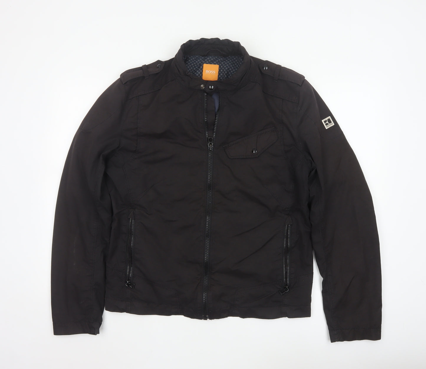 BOSS Orange Men’s Black Biker Jacket Size 50 Regular Fit