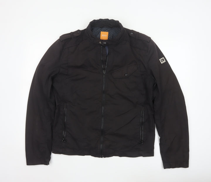 BOSS Orange Men’s Black Biker Jacket Size 50 Regular Fit