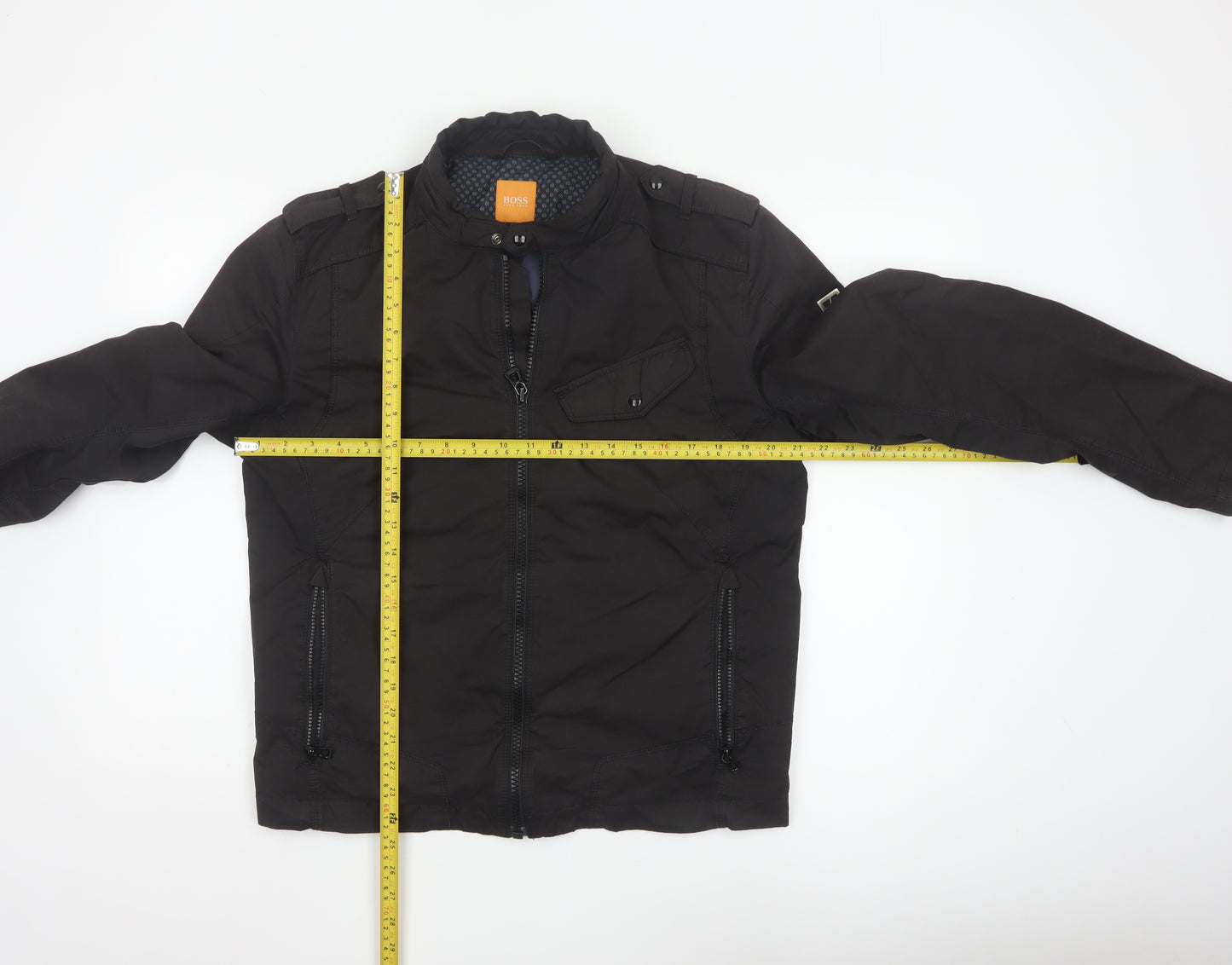 BOSS Orange Men’s Black Biker Jacket Size 50 Regular Fit
