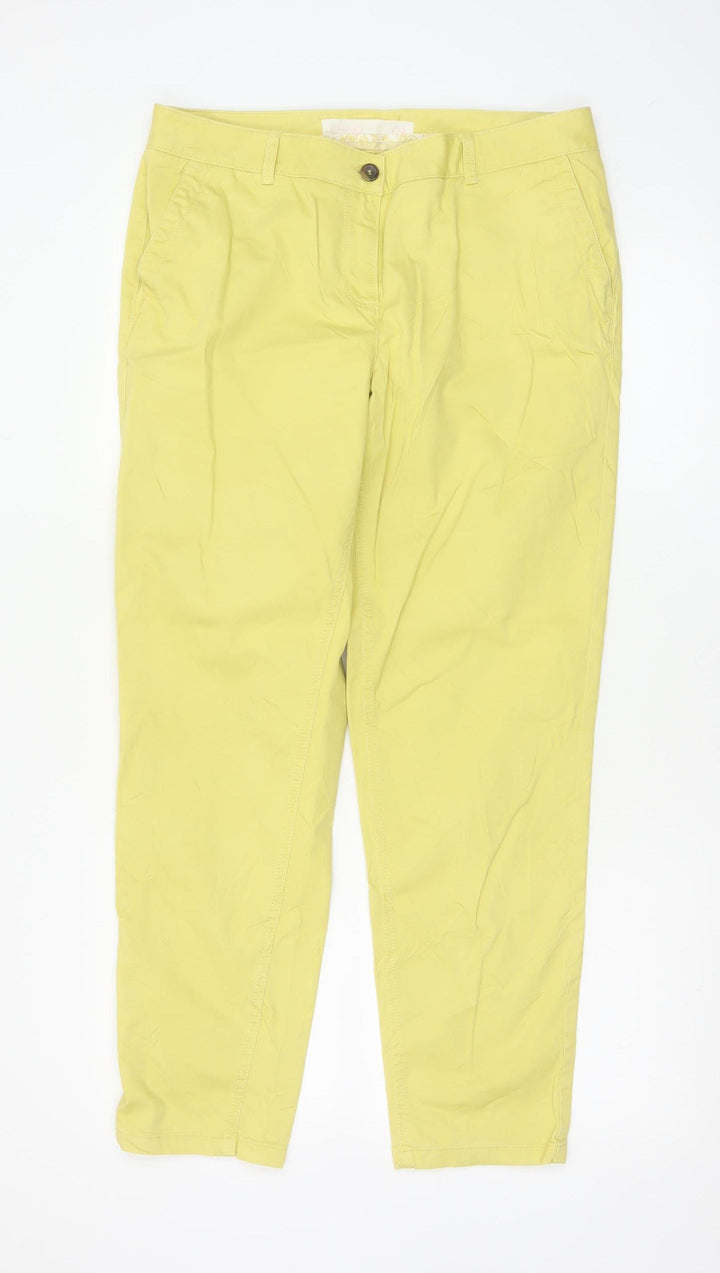 Next Women Yellow Chino Trousers Size 12 Cotton Stretch
