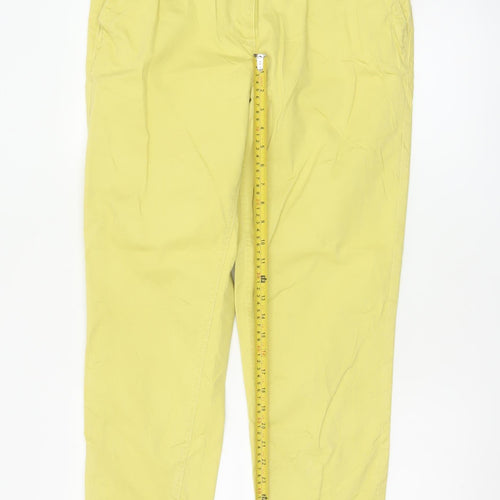 Next Women Yellow Chino Trousers Size 12 Cotton Stretch