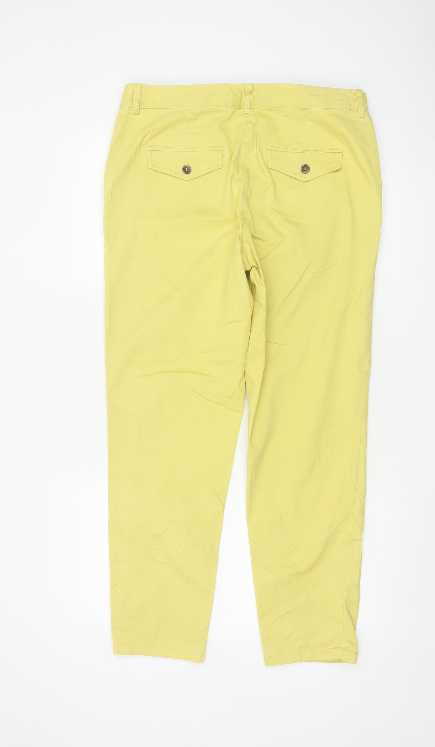 Next Women Yellow Chino Trousers Size 12 Cotton Stretch
