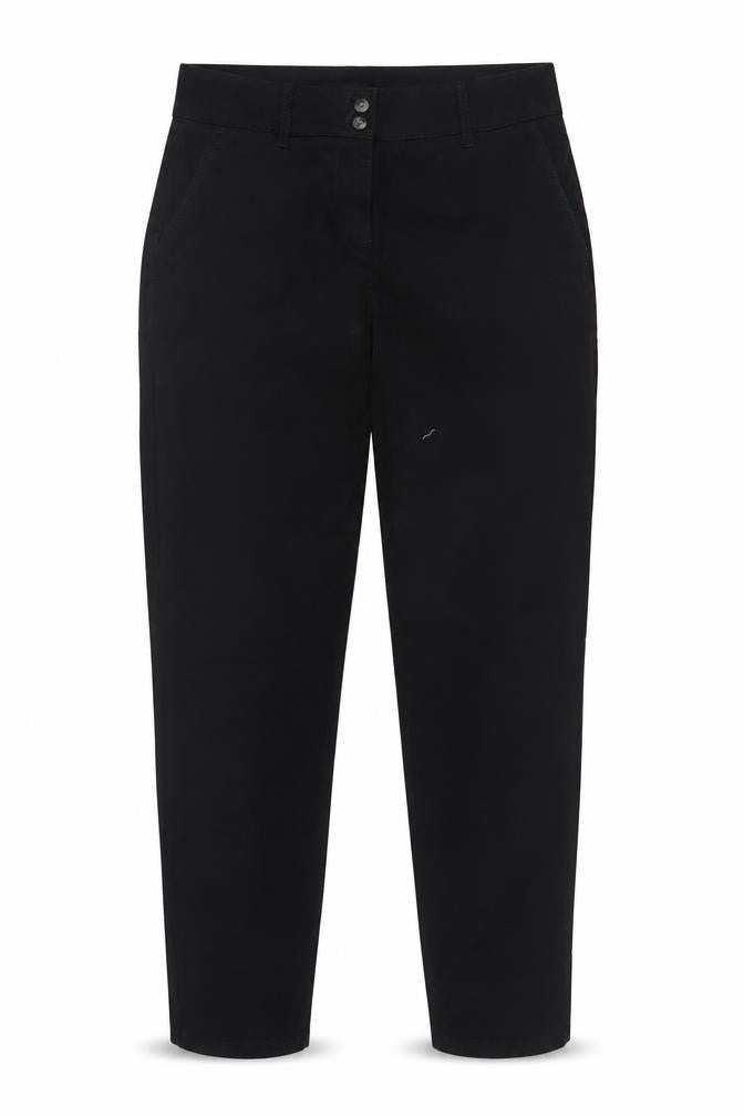 Front view of Next Women Black Cotton Stretch Chino Trousers, size 8R