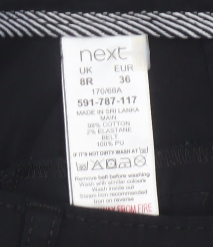 Next Women Black Cotton Stretch Chino Trousers Size 8R