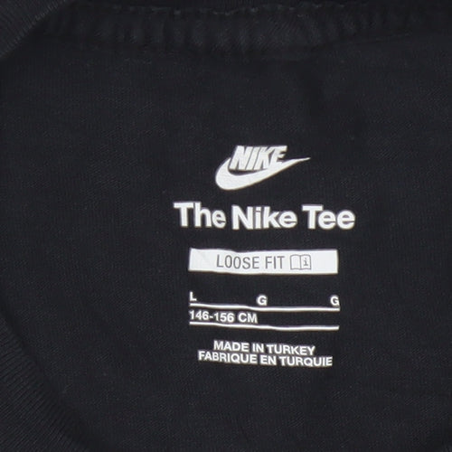 Nike Boys Black Loose Fit T-Shirt 146-156cm Short Sleeve Cotton Tee