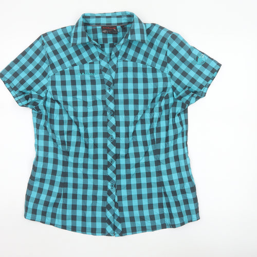 Mammut Men's Blue Check Short Sleeve Outdoor Button-Up Shirt L