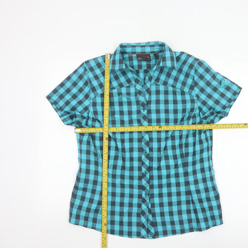 Mammut Men's Blue Check Short Sleeve Outdoor Button-Up Shirt L