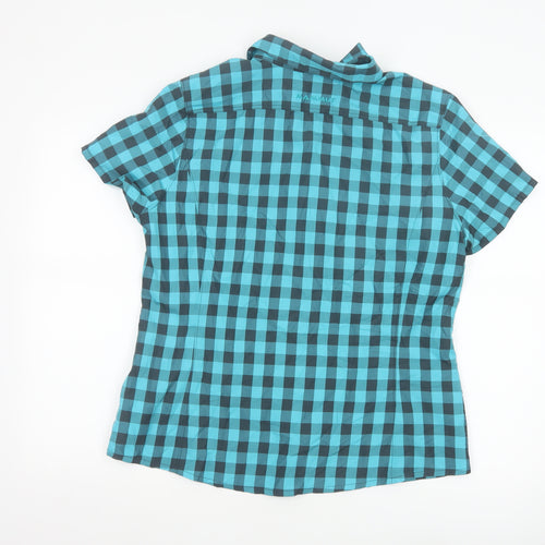 Mammut Men's Blue Check Short Sleeve Outdoor Button-Up Shirt L