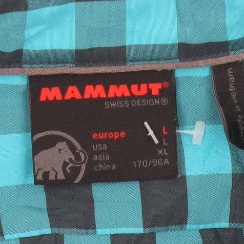 Mammut Men's Blue Check Short Sleeve Outdoor Button-Up Shirt L
