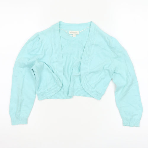 Monsoon Women Blue Small Shrug Cotton Knit Open Cardigan