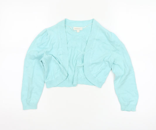 Monsoon Women Blue Small Shrug Cotton Knit Open Cardigan