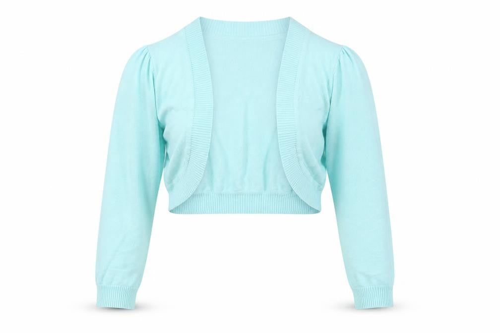 Monsoon Women Blue Small Shrug Cotton Knit Open Cardigan