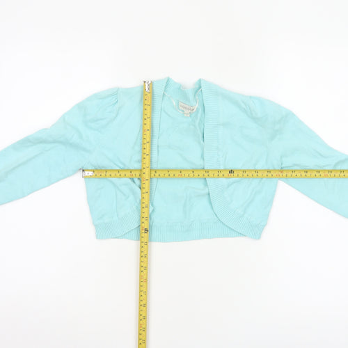 Monsoon Women Blue Small Shrug Cotton Knit Open Cardigan