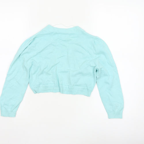 Monsoon Women Blue Small Shrug Cotton Knit Open Cardigan
