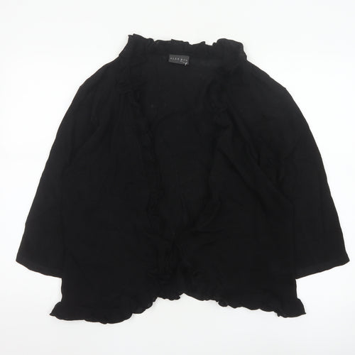 Alex & Co Women’s Black Ruffle Trim Open Cardigan Size 20