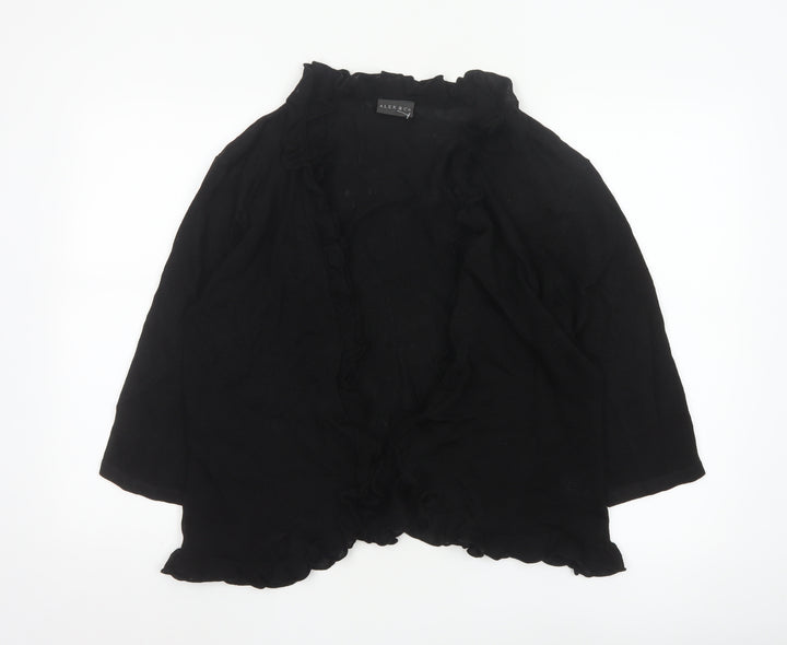 Alex & Co Women’s Black Ruffle Trim Open Cardigan Size 20