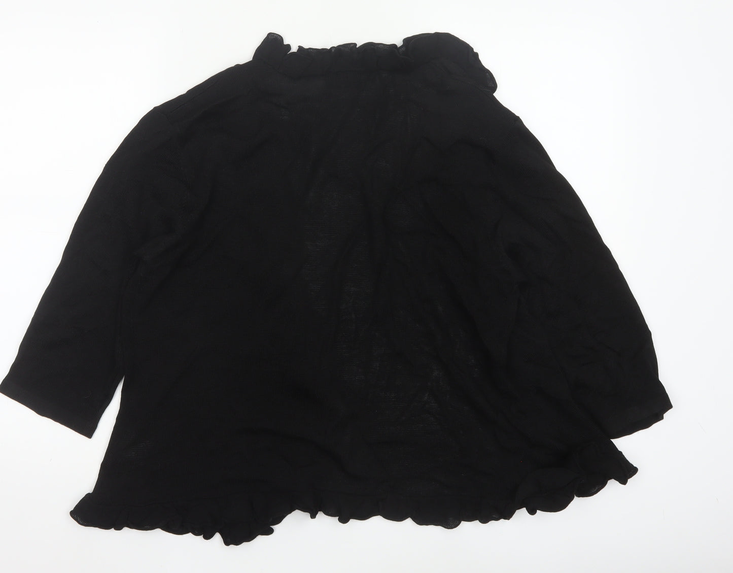 Alex & Co Women’s Black Ruffle Trim Open Cardigan Size 20