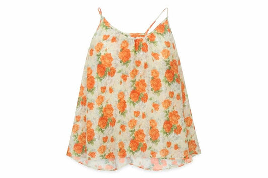 Front view of Miss Selfridge Women’s Multicoloured Floral Chiffon Camisole Top, size UK 12