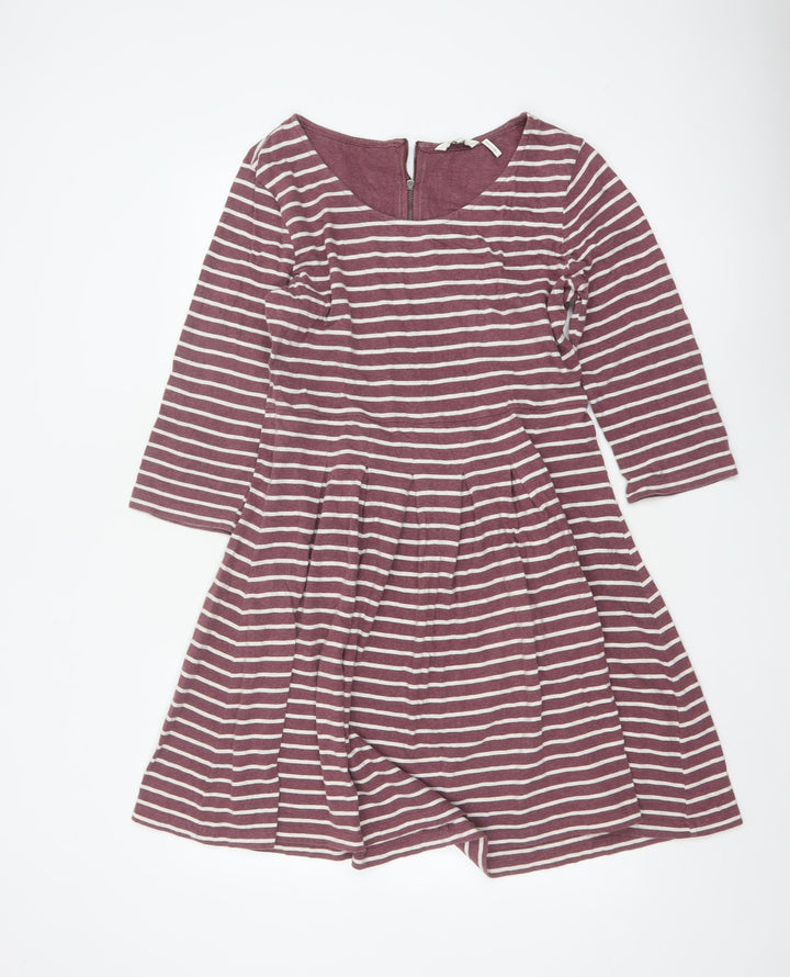 FatFace Women’s Purple Striped Fit & Flare Knee Length Dress Size 14