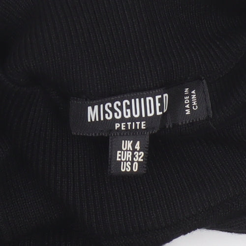 Missguided Petite Black Roll Neck Long Sleeve Bodysuit UK 4