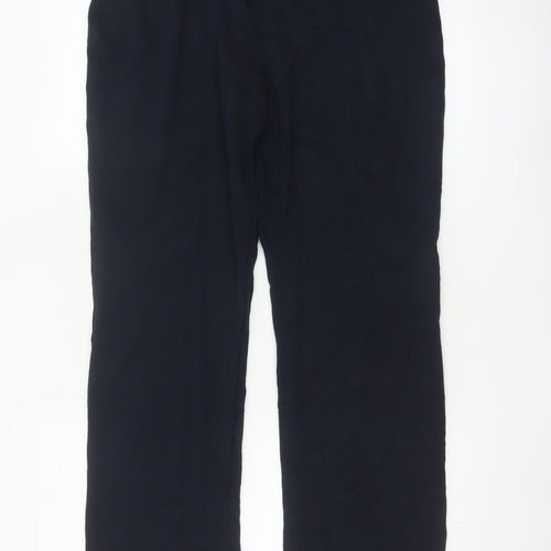 Marks and Spencer Womens Black Size 12 Regular Straight Viscose Trousers
