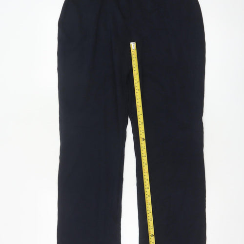 Marks and Spencer Womens Black Size 12 Regular Straight Viscose Trousers