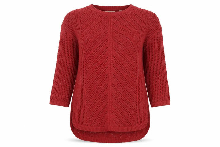 FatFace Women's Red Open-Knit 3/4 Sleeve Pullover Jumper Size 10