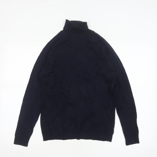 Zara Man Blue Roll Neck Knit Cotton Jumper Men's M