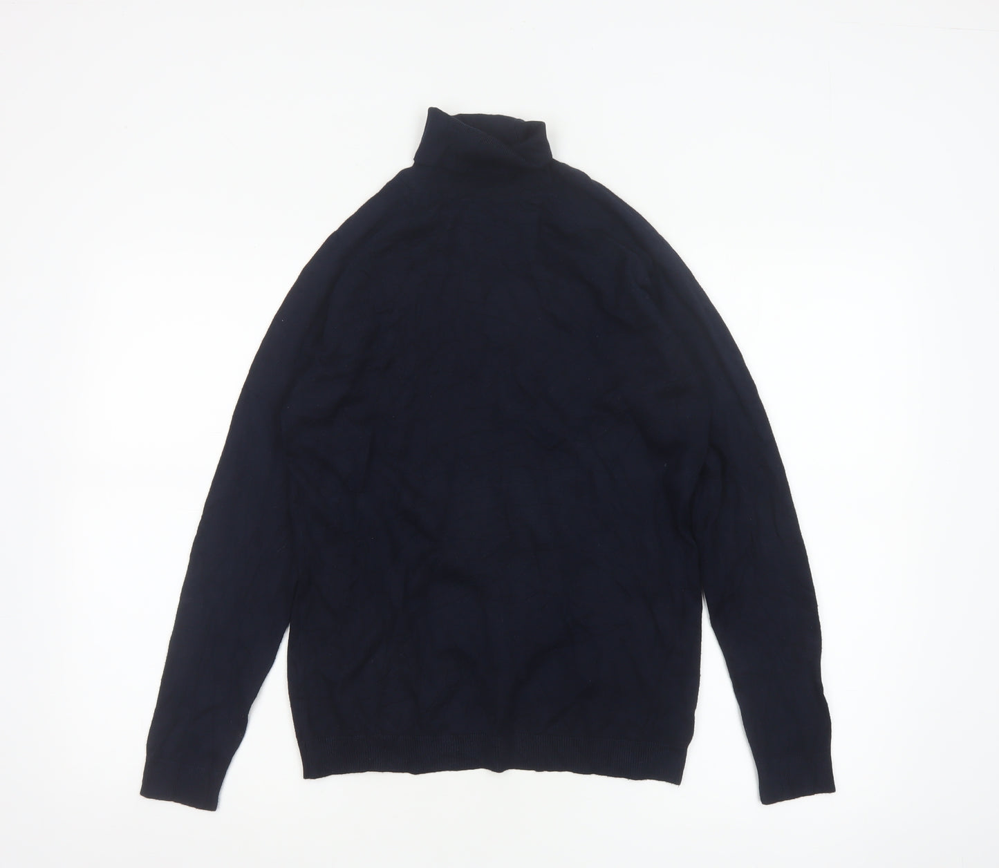 Zara Man Blue Roll Neck Knit Cotton Jumper Men's M