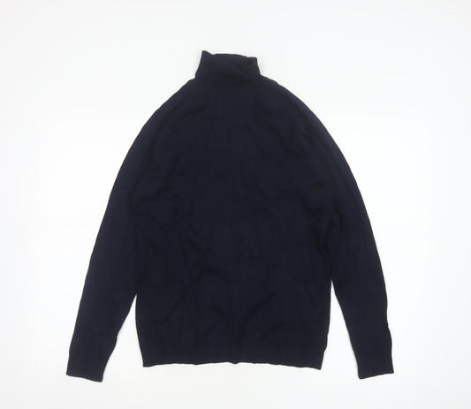 Zara Man Blue Roll Neck Knit Cotton Jumper Men's M