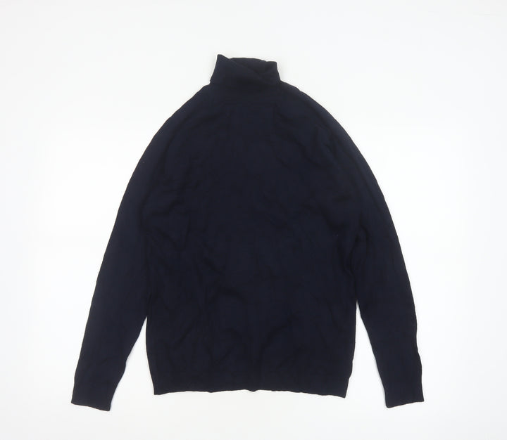 Zara Man Blue Roll Neck Knit Cotton Jumper Men's M