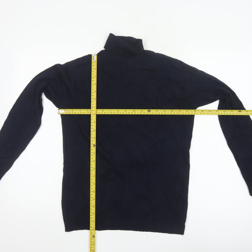 Zara Man Blue Roll Neck Knit Cotton Jumper Men's M
