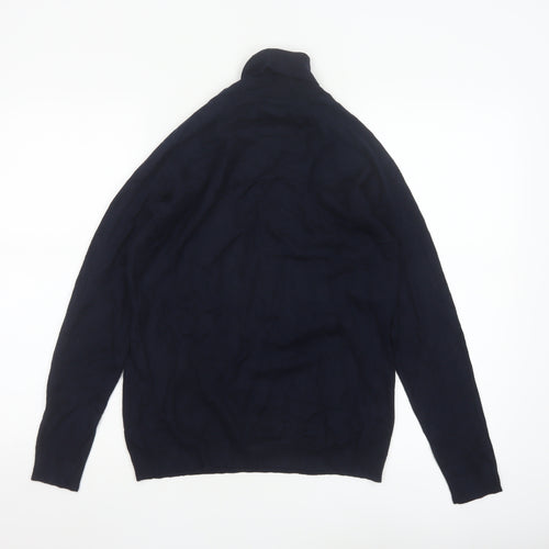 Zara Man Blue Roll Neck Knit Cotton Jumper Men's M