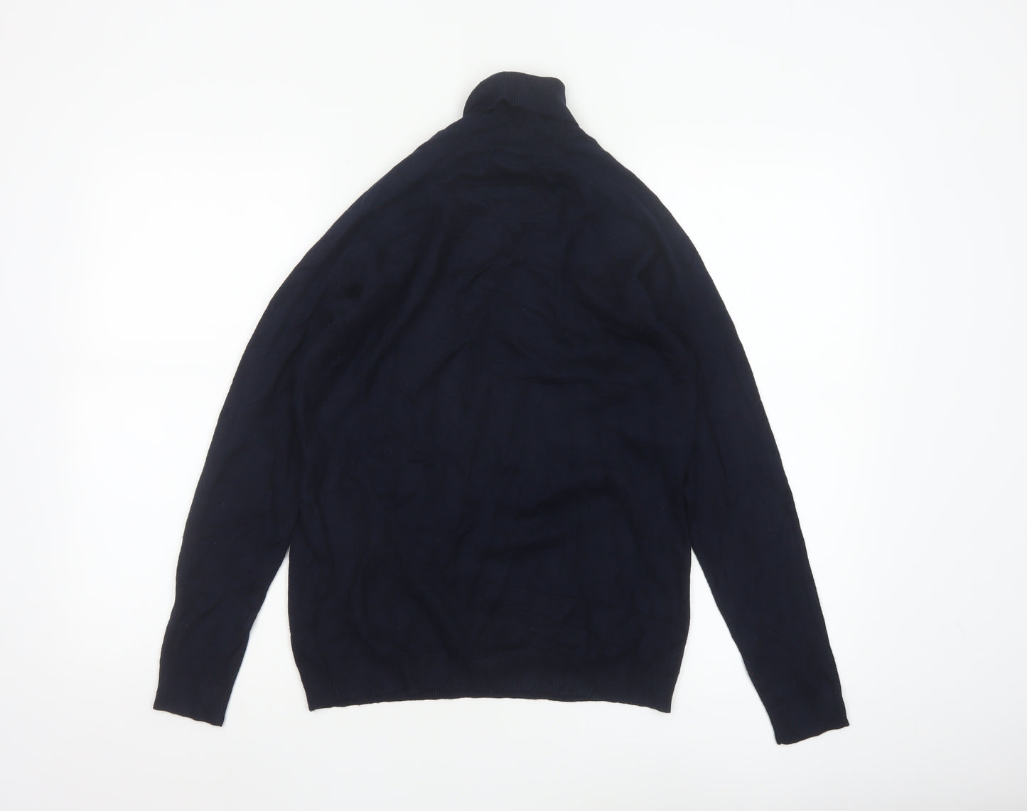 Zara Man Blue Roll Neck Knit Cotton Jumper Men's M