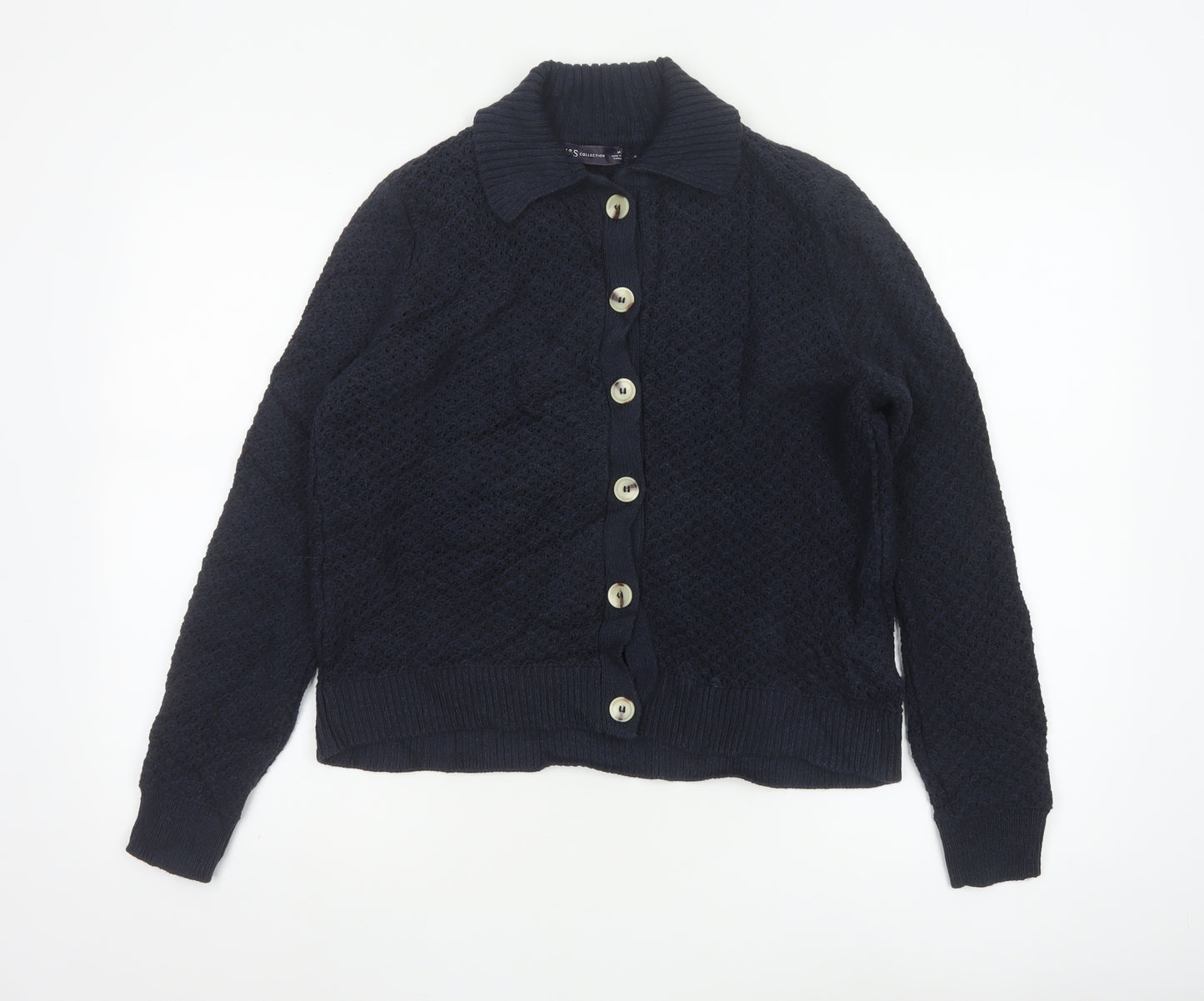 Marks and Spencer Women's Black Collared Knit Cardigan M
