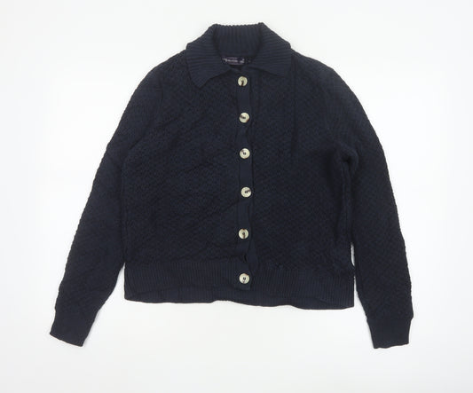 Marks and Spencer Women's Black Collared Knit Cardigan M