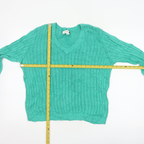 Marks and Spencer Autograph Women’s Green V-Neck Linen Jumper Size 16