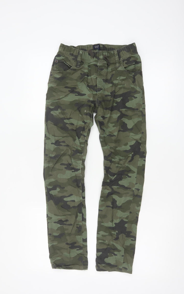 GAP Boys Green Camouflage Slim Fit Chino Trousers Size 10-11 Years