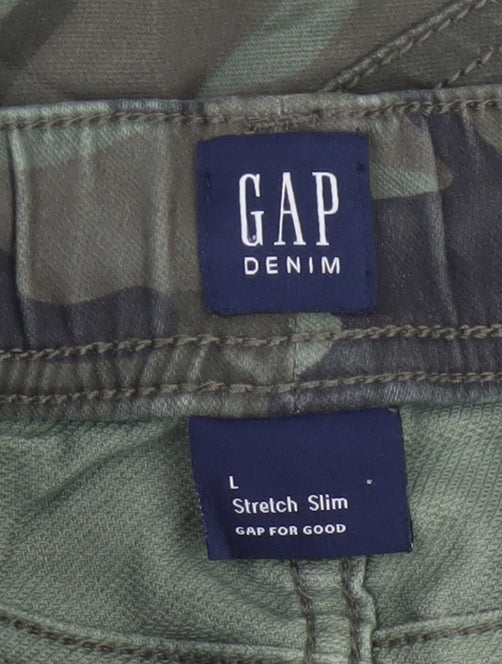GAP Boys Green Camouflage Slim Fit Chino Trousers Size 10-11 Years