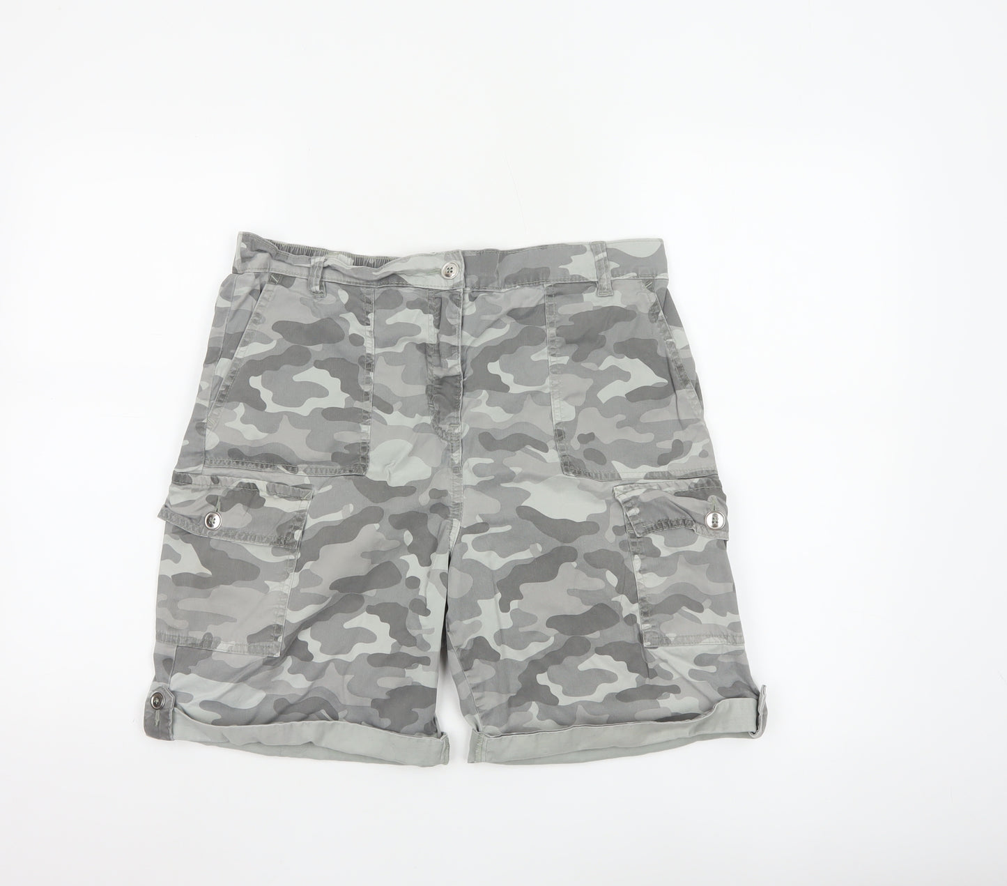 Marks and Spencer Women’s Grey Camouflage Cargo Shorts Size 14