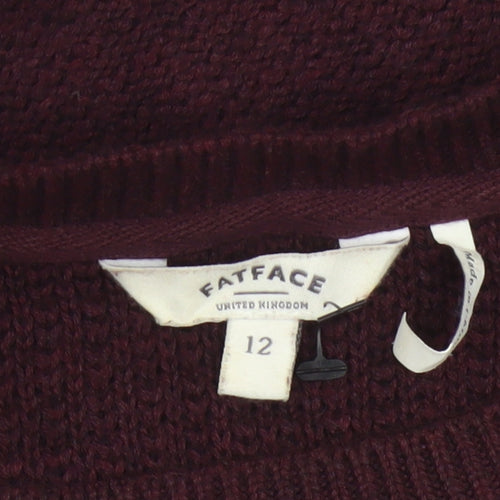 FatFace Women’s Purple Cotton Lace Hem Crew Neck Jumper Size 12