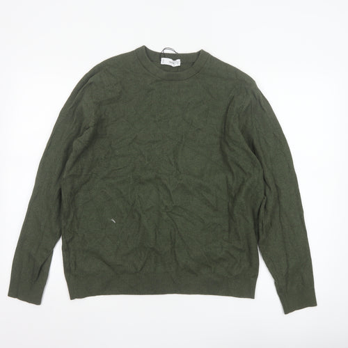 MNG Womens Green Crew Neck Knit Pullover Jumper Size 14