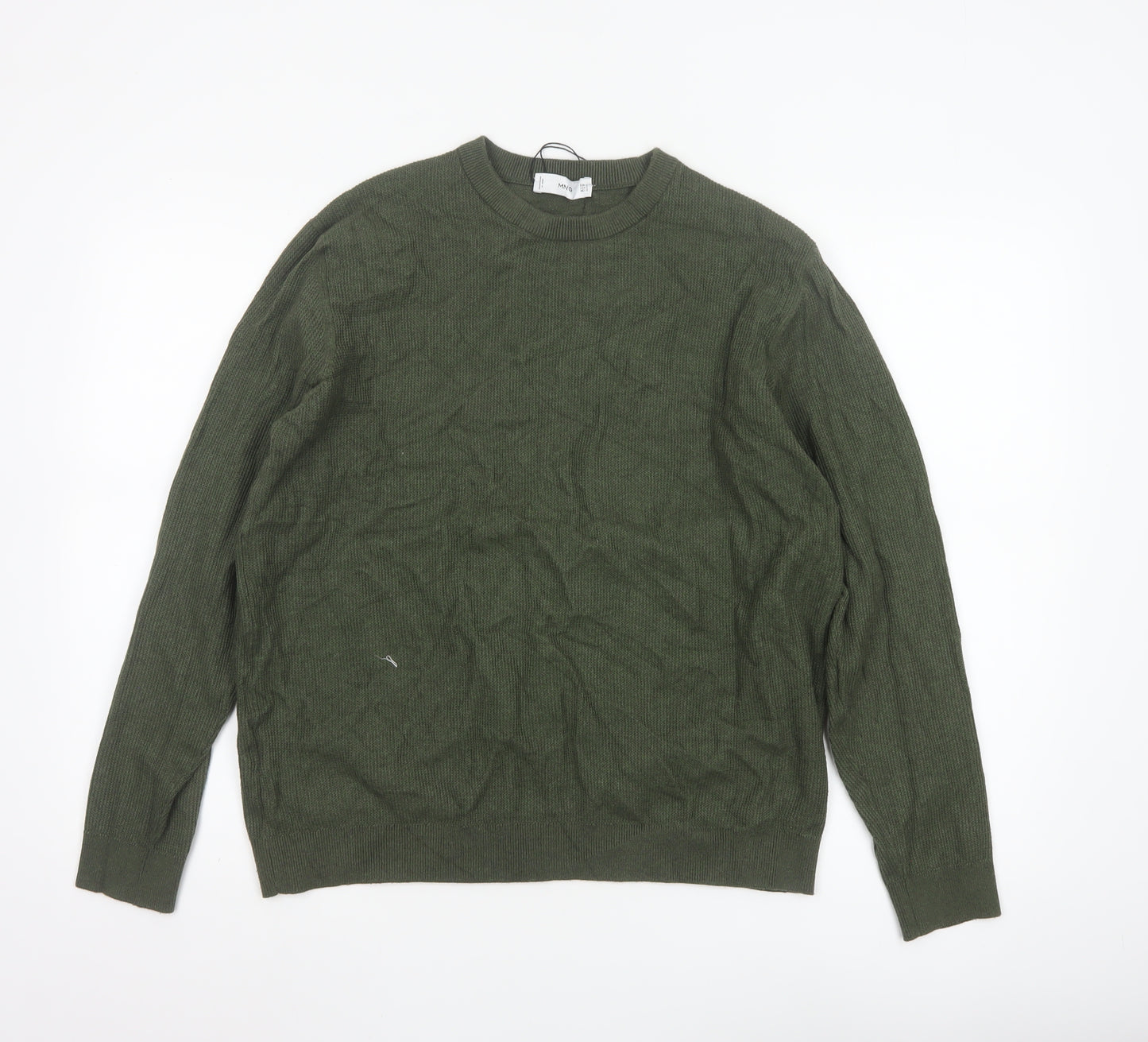 MNG Womens Green Crew Neck Knit Pullover Jumper Size 14