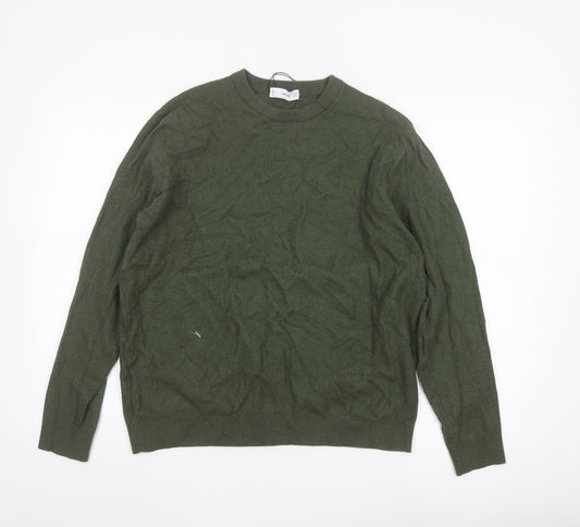 MNG Womens Green Crew Neck Knit Pullover Jumper Size 14
