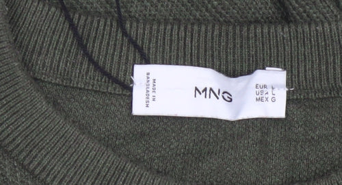 MNG Womens Green Crew Neck Knit Pullover Jumper Size 14