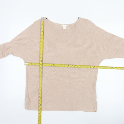 H&M Women Beige Boat Neck Relaxed Fit Knit Jumper Size 12