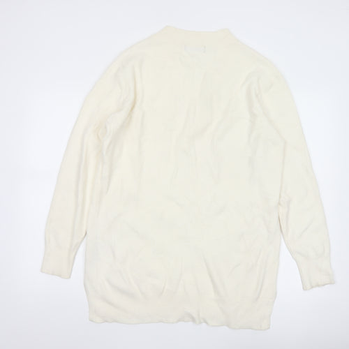 Marks and Spencer Women's Ivory V-Neck Knit Jumper Size L