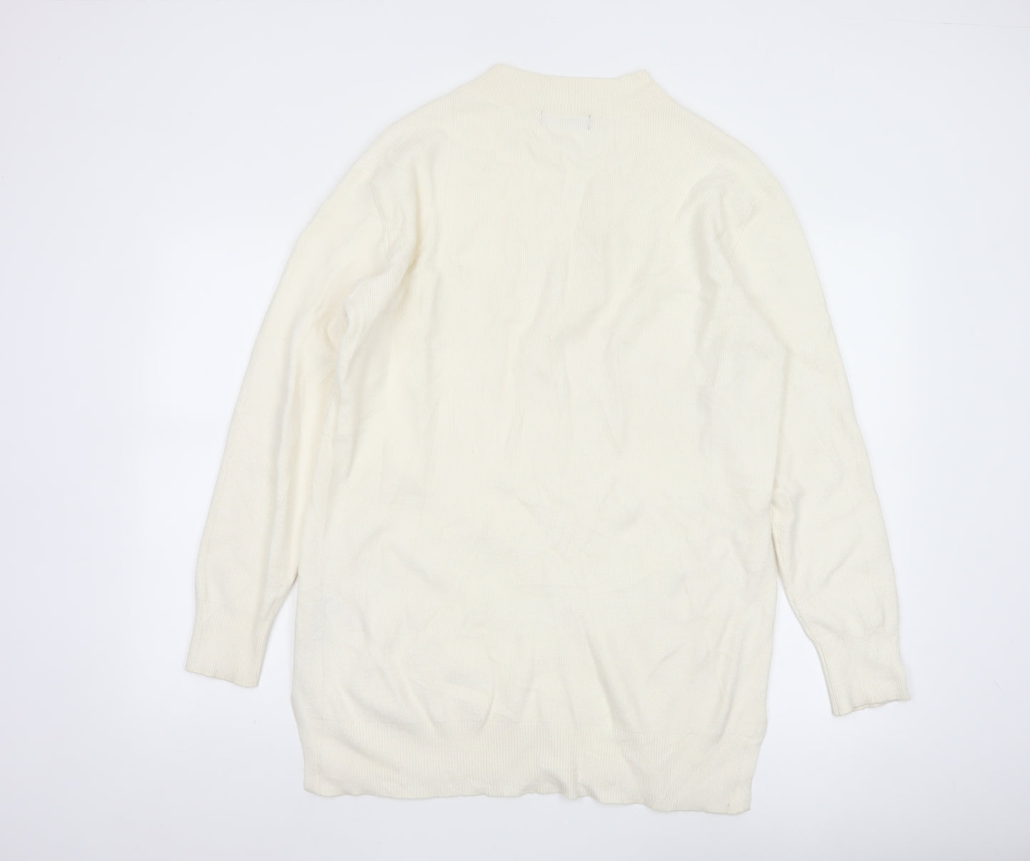 Marks and Spencer Women's Ivory V-Neck Knit Jumper Size L